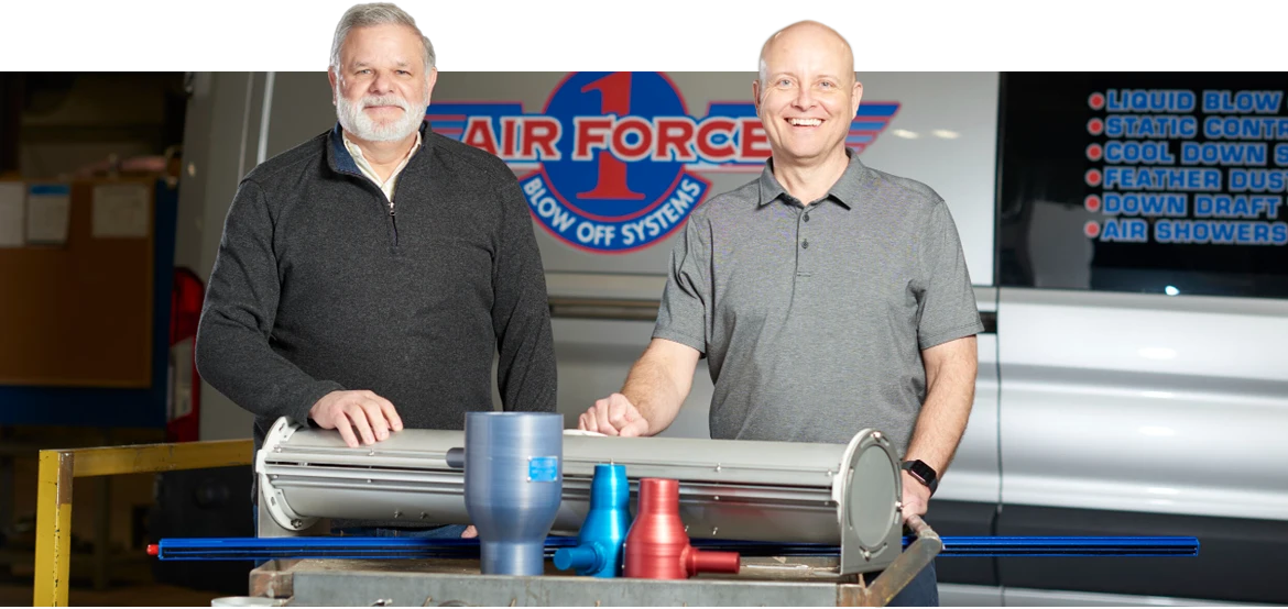 Air force 1 team with air knife blowers
